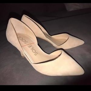 Sole Society Jenn d’orsey nude suede heels 5.5